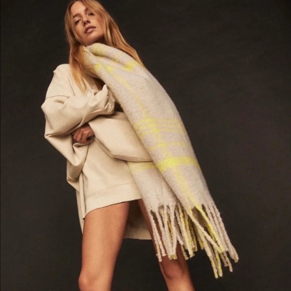 Free People Prep Brushed Plaid Blanket Scarf